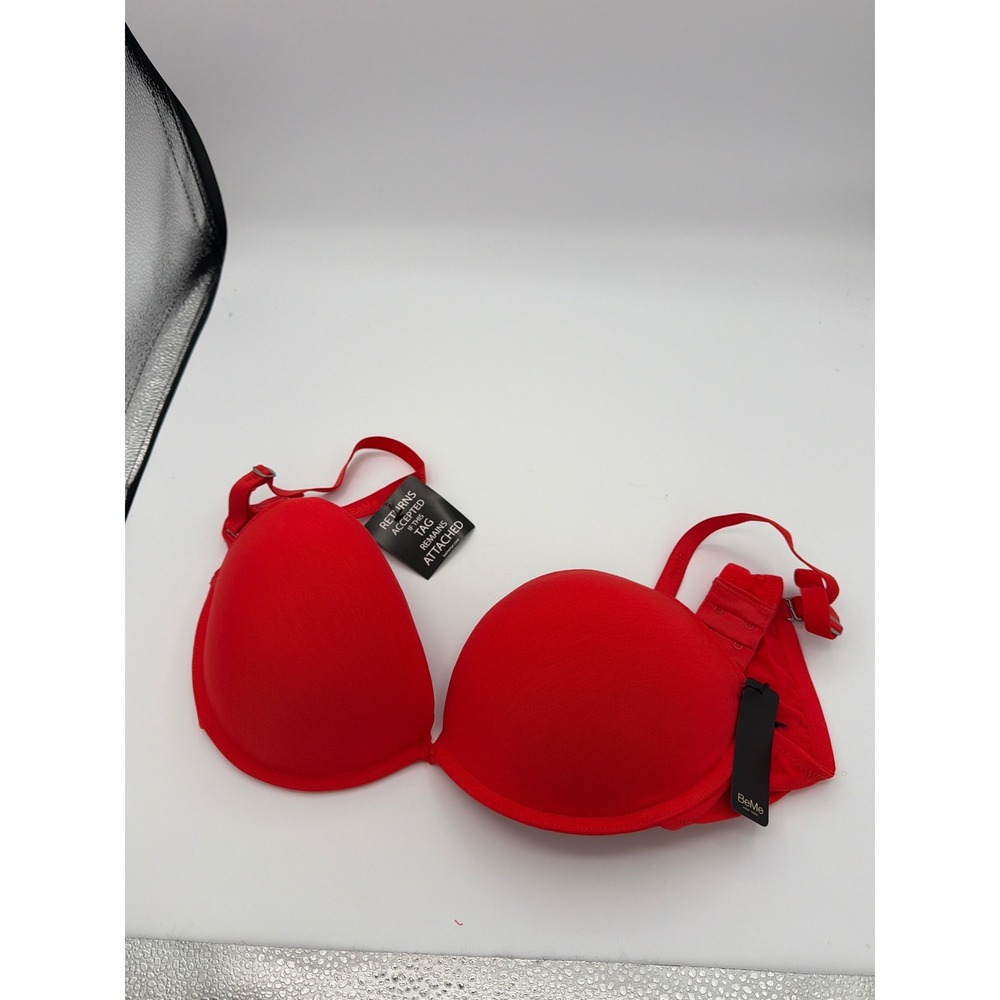 BeMe New York Red Push-Up Plunge Bra BMED02 Women 38B NWT